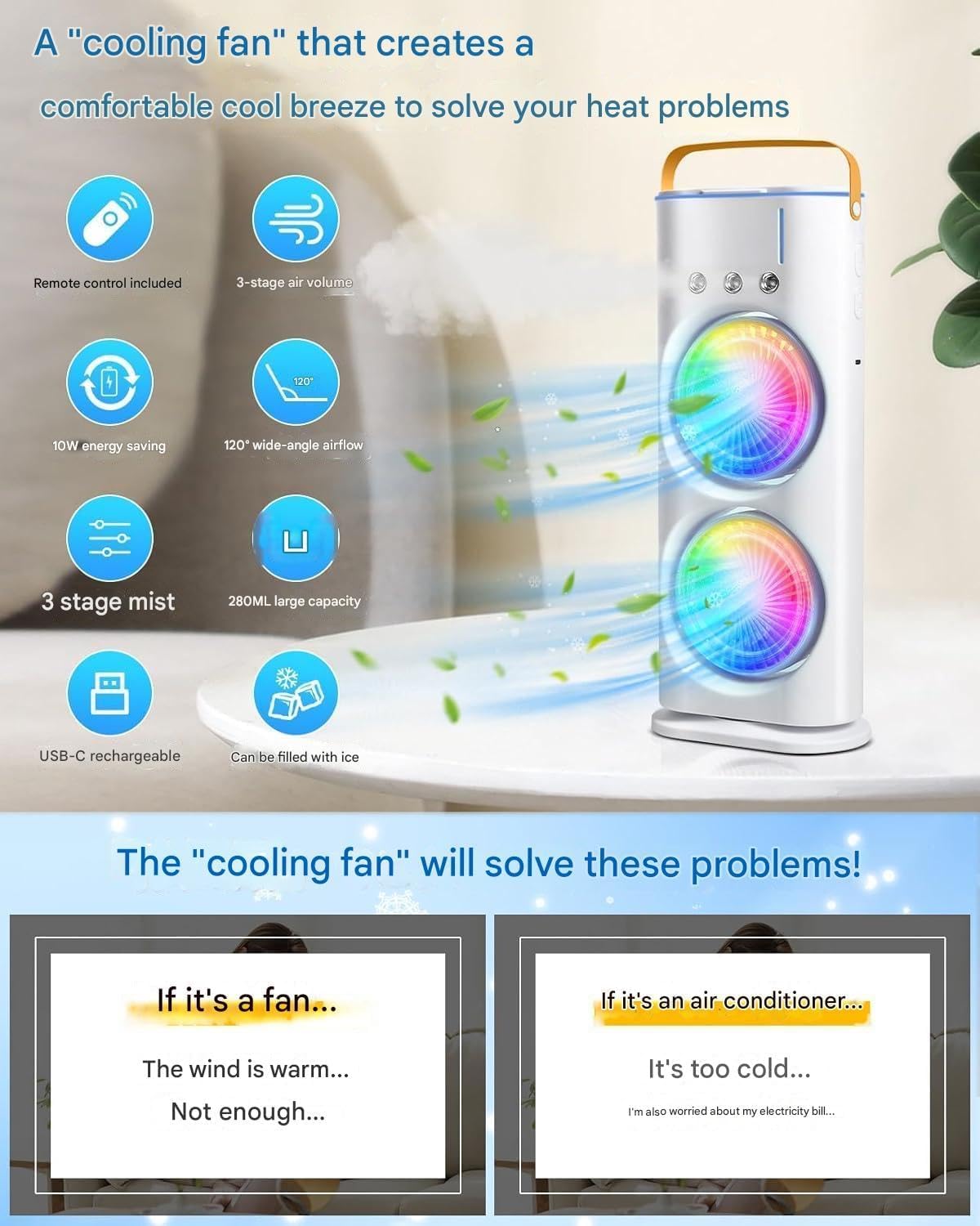 Double Cooling Mini AC FAN™